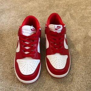 Nike Red and White Dunk Sneakers
